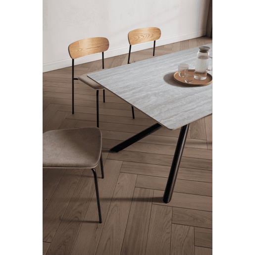 Mesa de jantar fixa cor bege SAJU Mesa de jantar fixa cor bege SAJU