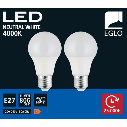 Conjunto de 2 lâmpadas OPAL led 8w E27 4000K marca EGLO Conjunto de 2 lâmpadas OPAL led 8w E27 4000K marca EGLO