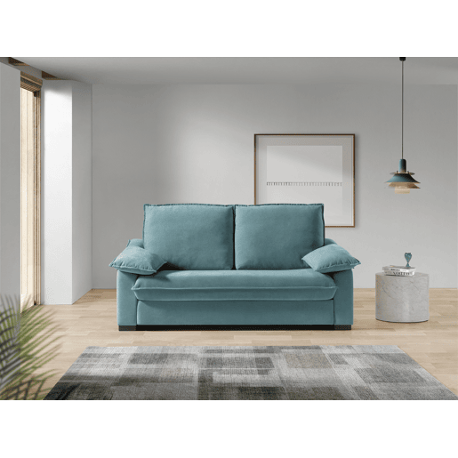 Sofá 3 lugares DODO 208cm cor cinza azul turquesa
