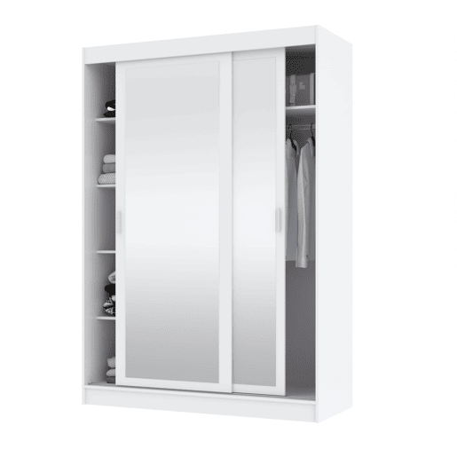 Roupeiro TOUCH II 150x215cm 2 portas de correr e espelho branco