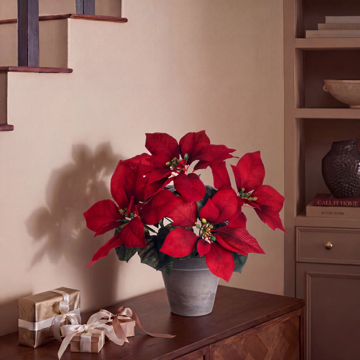 Planta artificial poinsettia 35cm marca mica decorations