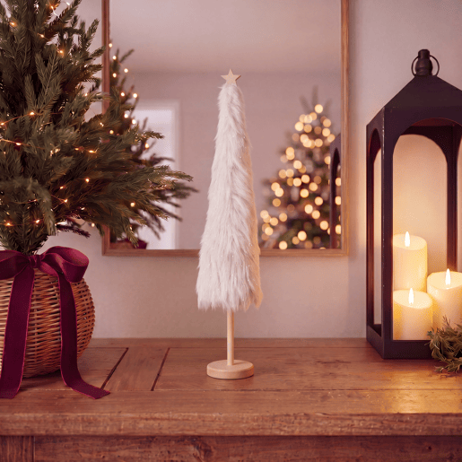 Figura PINO NAVIDEÑO tecido branco 45x9cm marca MICA DECORATIONS