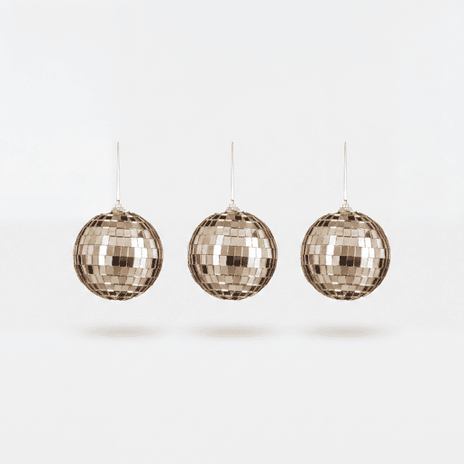 Enfeite BOLA ESPEJO XMAS champanhe 3 peças marca MICA DECORATIONS