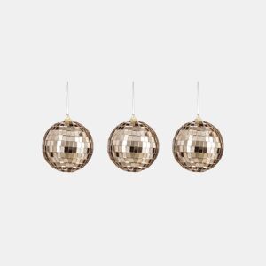 Enfeite BOLA ESPEJO XMAS champanhe 3 peças marca MICA DECORATIONS
