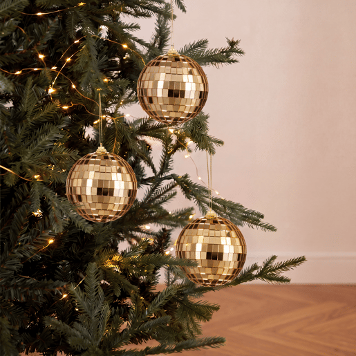Enfeite BOLA ESPEJO XMAS champanhe 3 peças marca MICA DECORATIONS