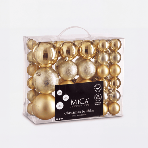 Enfeite XMAS dourado 46 peças marca MICA DECORATIONS