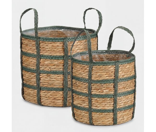 Cesta leora verde 29cm diametro marca mica decorations