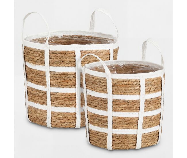 Cesta leora blanca 24cm diametro marca mica decorations