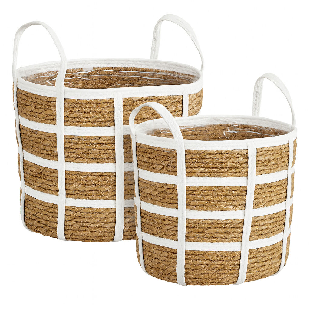 Cesta leora blanca 29cm diametro marca mica decorations
