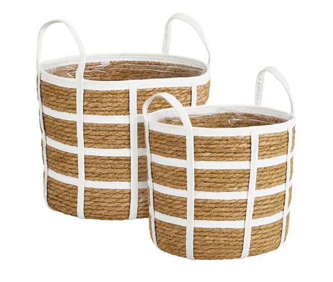 Cesta leora blanca 29cm diametro marca mica decorations