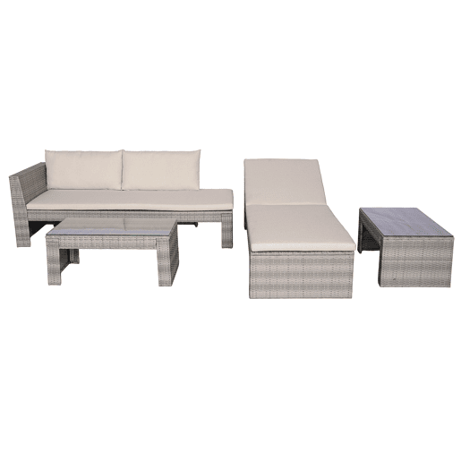 Set jardim CÁRTAMA sofá 2 lugares, 2 mesas baixas e espreguiçadeira