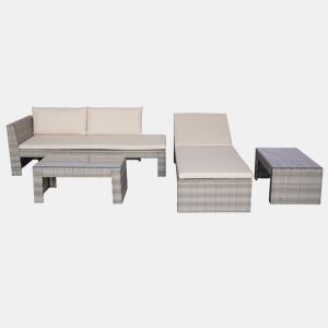 Set jardim CÁRTAMA sofá 2 lugares, 2 mesas baixas e espreguiçadeira