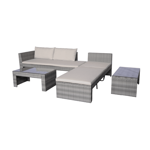 Set jardim CÁRTAMA sofá 2 lugares, 2 mesas baixas e espreguiçadeira