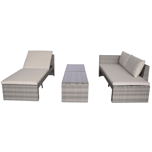 Set jardim CÁRTAMA sofá 2 lugares, 2 mesas baixas e espreguiçadeira