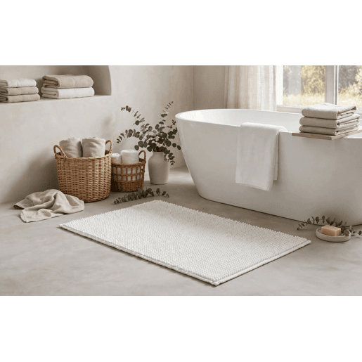 Tapete de banho poliƩster CHENILLE 50x80cm cor branco Tapete de banho poliƩster CHENILLE 50x80cm cor branco
