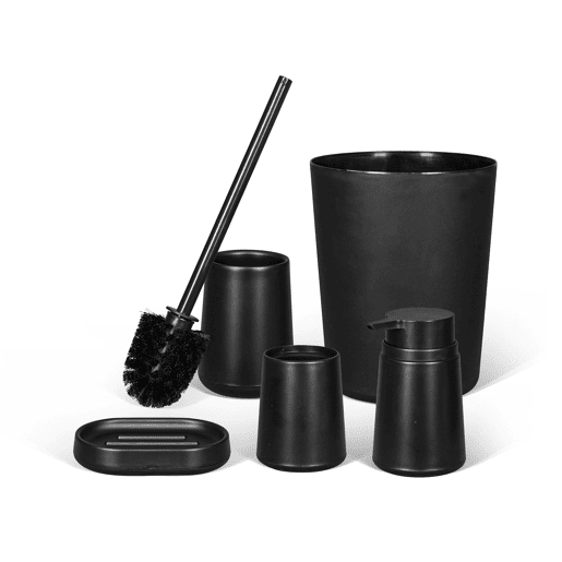 Conjunto BAÑO balde, escova sanitária e saboneteira cor preto