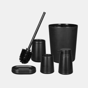 Conjunto BAÑO balde, escova sanitária e saboneteira cor preto