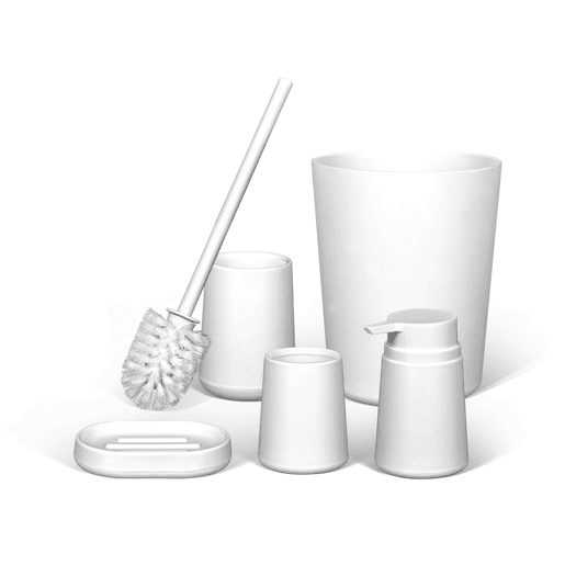 Conjunto BAÑO balde, escova sanitária e saboneteira cor branco