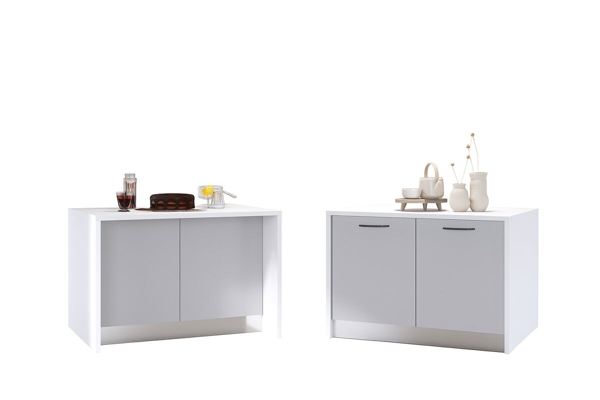 Isla de cocina gilda 2.0 120cm blanco y gris claro