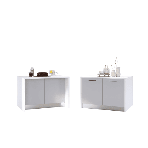 Ilha de cozinha GILDA 2.0 120cm branco e cinza claro