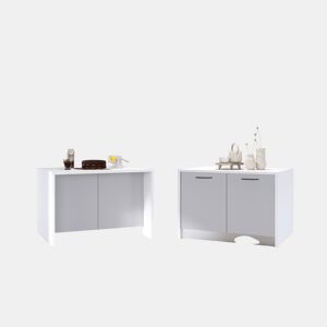 Ilha de cozinha GILDA 2.0 120cm branco e cinza claro