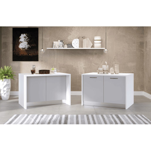 Ilha de cozinha GILDA 2.0 120cm branco e cinza claro
