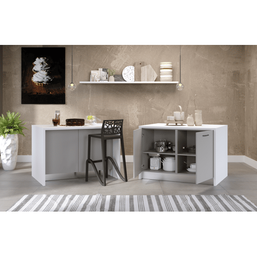Ilha de cozinha GILDA 2.0 120cm branco e cinza claro