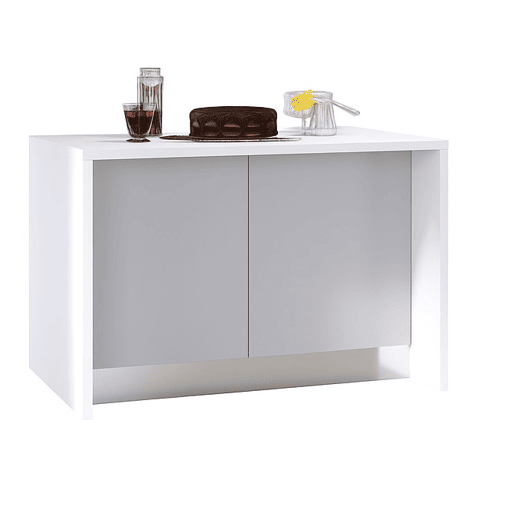 Ilha de cozinha GILDA 2.0 120cm branco e cinza claro