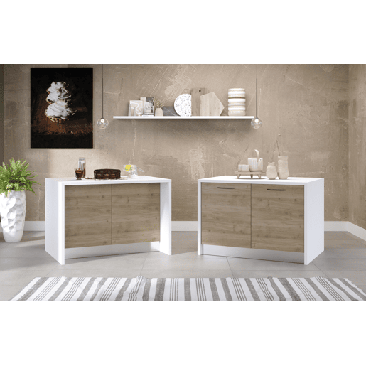 Ilha de cozinha GILDA 2.0 120cm branco e madeira