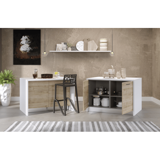 Ilha de cozinha GILDA 2.0 120cm branco e madeira