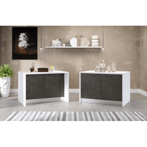 Ilha de cozinha GILDA 2.0 120cm branco e cinza escuro