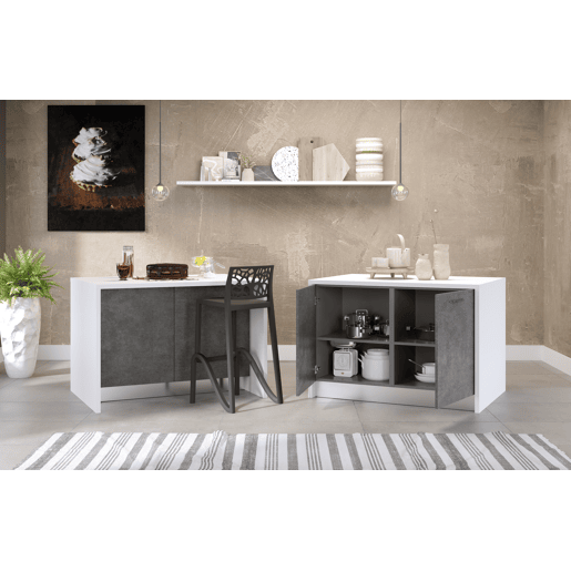 Ilha de cozinha GILDA 2.0 120cm branco e cinza escuro