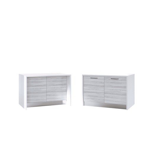 Ilha de cozinha GILDA 2.0 120cm branco e madeira cinza