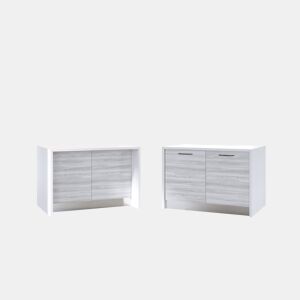 Ilha de cozinha GILDA 2.0 120cm branco e madeira cinza