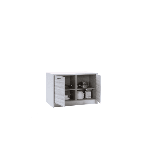 Ilha de cozinha GILDA 2.0 120cm branco e madeira cinza