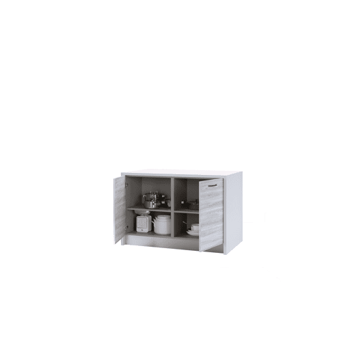 Ilha de cozinha GILDA 2.0 120cm branco e madeira cinza