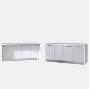 Ilha de cozinha GILDA 2.0 180cm branco e cinza claro