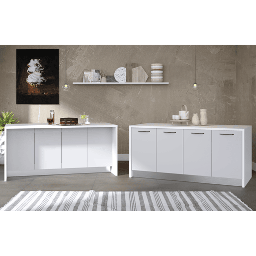 Ilha de cozinha GILDA 2.0 180cm branco e cinza claro