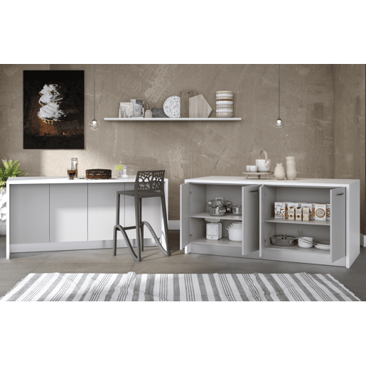 Ilha de cozinha GILDA 2.0 180cm branco e cinza claro