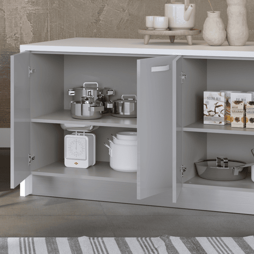 Ilha de cozinha GILDA 2.0 180cm branco e cinza claro