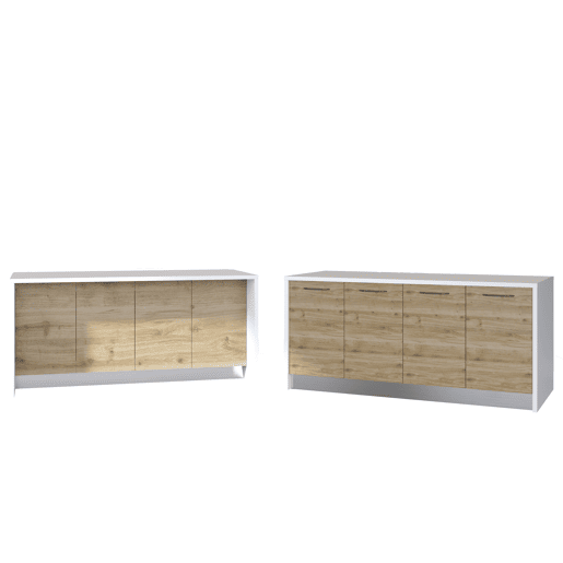 Ilha de cozinha GILDA 2.0 180cm branco e madeira