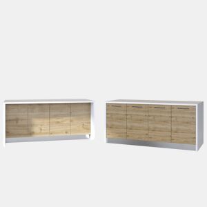 Ilha de cozinha GILDA 2.0 180cm branco e madeira