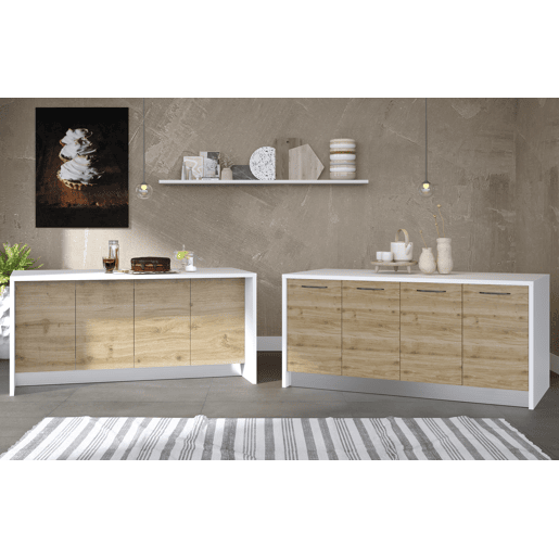 Ilha de cozinha GILDA 2.0 180cm branco e madeira