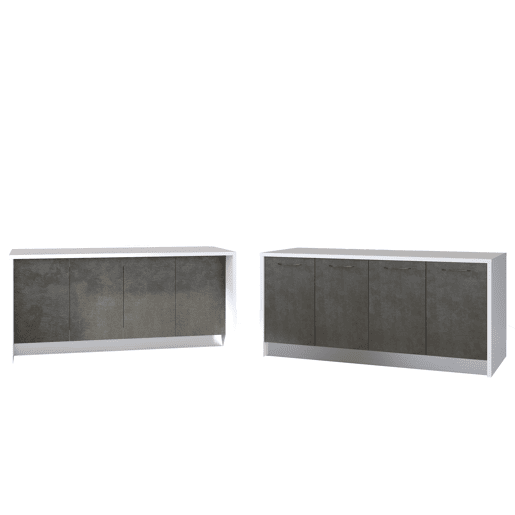 Ilha de cozinha GILDA 2.0 180cm branco e cinza escuro