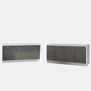 Ilha de cozinha GILDA 2.0 180cm branco e cinza escuro