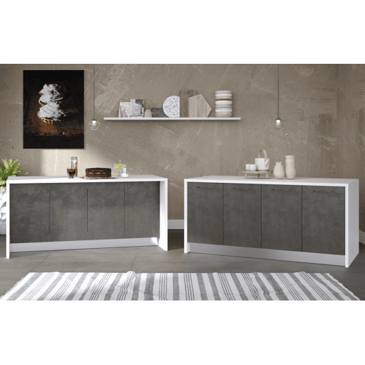 Ilha de cozinha GILDA 2.0 180cm branco e cinza escuro