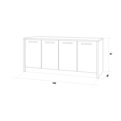 Ilha de cozinha GILDA 2.0 180cm branco e cinza escuro