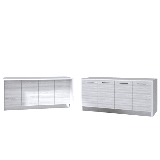 Ilha de cozinha GILDA 2.0 180cm branco e madeira cinza