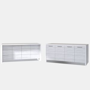 Ilha de cozinha GILDA 2.0 180cm branco e madeira cinza