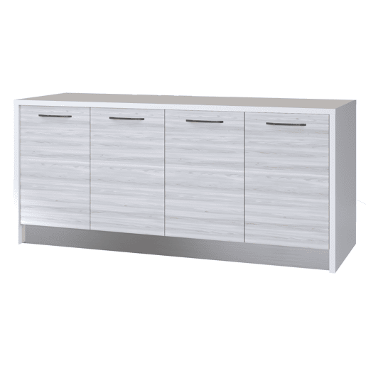 Ilha de cozinha GILDA 2.0 180cm branco e madeira cinza